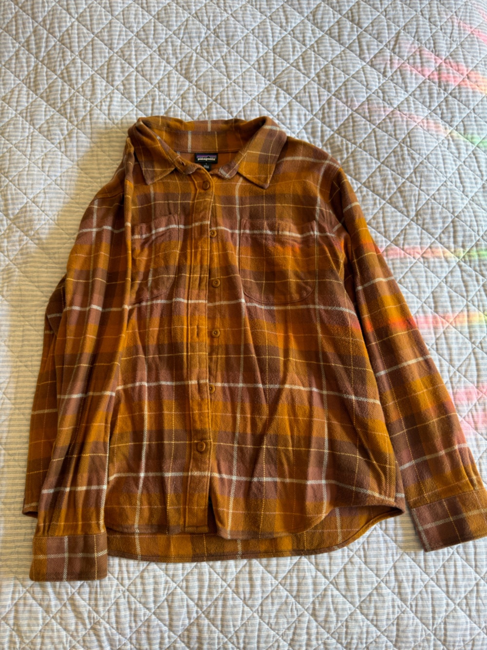 Patagonia Plaid Button-Down Shirt in Brown and Orange Tones